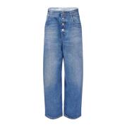 Blauwe Denim Knoopsbroek MM6 Maison Margiela , Blue , Dames