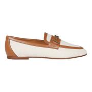 Witte leren mocassin met gouden klem Tod's , White , Dames