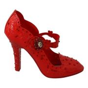 Rode Kristal Assepoester Pumps Dolce & Gabbana , Red , Dames