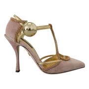 Elegante Roze Kristal Hoge Hak Pumps Dolce & Gabbana , Pink , Dames