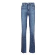 Blauwe Stretch Katoenen Flared Jeans Paige , Blue , Dames