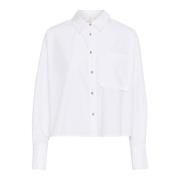 Witte Optische Geknipte Blouse met Ruche Kaffe , White , Dames