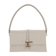 Tijdloze leren mini tas met T gesp Tod's , White , Dames