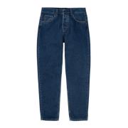 Blauwe Stone Washed Newel Broek Carhartt Wip , Blue , Heren