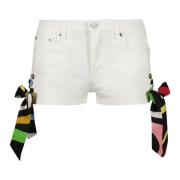 Denim Shorts met Decoratieve Strikken Emilio Pucci , White , Dames