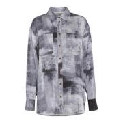 Blauwe Denim Shirt met Lange Mouwen Gestuz , Blue , Dames