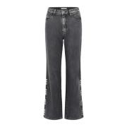 Hoge Taille Straight Jeans Donkergrijs Gestuz , Gray , Dames