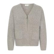 Grijze Melange Cardigan Sweater Kaffe , Beige , Dames