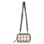 Vossenbont Leren Crossbody Tas Lorena Antoniazzi , Gray , Dames