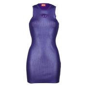 Korte Paarse Mouwloze Metallic Jurk Diesel , Purple , Dames