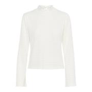 Gestreepte top met hoge hals en lange mouwen Kaffe , White , Dames