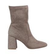 Blokhak enkellaarsje met strass Alma EN Pena , Brown , Dames