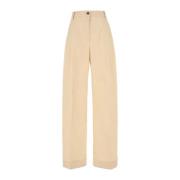 Crème Katoenen Broek Maison Kitsuné , Beige , Dames