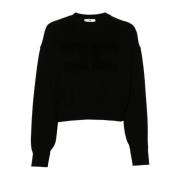 Geborduurde Cropped Sweatshirt Elisabetta Franchi , Black , Dames