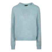 Alpaca Camel Sweater Ribbed Collar Roberto Collina , Blue , Dames