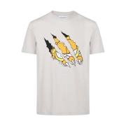 Beige katoenen jersey T-shirt met Garfield-print en geborduurd logo Ic...