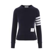 Navy Katoenen Trui van Jersey met Ribboorden Thom Browne , Blue , Dame...