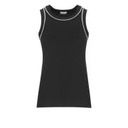 Zwart Katoenen Top met Messing Details Brunello Cucinelli , Black , Da...