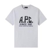 Vintage Logo Print Biologisch Katoenen T-shirt A.p.c. , White , Heren