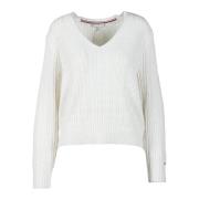 Stijlvolle Gebreide Trui Mix Wol Tommy Hilfiger , White , Dames