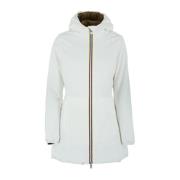 Omkeerbaar jack met capuchon en logo K-Way , White , Dames