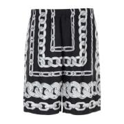 Zijden Bermuda Shorts met Print Versace , Multicolor , Heren