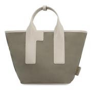 Nylon Tote met Leren Details Furla , Gray , Dames