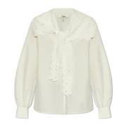 Katoenen shirt met kanten afwerking Chloé , White , Dames