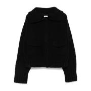 Chunky Wool Knit Jacket Dries Van Noten , Black , Dames