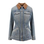 Denim jack met volant en rits Alexander McQueen , Blue , Dames