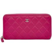 Pre-owned Leather wallets Chanel Vintage , Pink , Dames