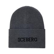 Grijze Wol Bonnet Hoed Iceberg , Gray , Heren