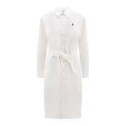 Witte Katoenen Jurk met Puntige Kraag Ralph Lauren , White , Dames