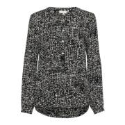 Grafische Dot Blouse met Lange Mouwen Kaffe , Black , Dames