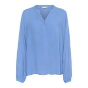 Flowing V-Neck Blouse Ebb And Flow Kaffe , Blue , Dames