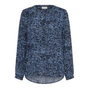 Grafische Dot Blouse Middernacht Blauw Kaffe , Blue , Dames