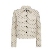 PixieCC Crop Jacket met Stijlvol Patroon Co'Couture , Beige , Dames