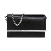 Leren clutch T-Bar Mini Alexander McQueen , Black , Dames