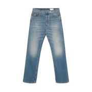 Poederblauwe Klassieke Jeans met Logopatch Alexander McQueen , Blue , ...