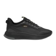 Sportieve Sneakers met Mesh en Logo Hugo Boss , Black , Heren