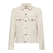 Denim Shirt met Metalen Knopen Brunello Cucinelli , Beige , Heren