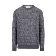 Wollen trui met logo Iceberg , Gray , Heren