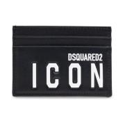 Leren kaarthouder Dsquared2 , Black , Heren