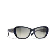 Blauw Frame Grijs Verloop Zonnebril Chanel , Blue , Unisex