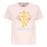 Roze Katoenen T-shirt met Diamantprint Casablanca , Pink , Dames