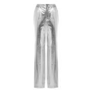 Zilveren Hoge Taille Geweven Broek Rotate Birger Christensen , Gray , ...