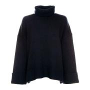 Turtleneck Oversized Sweater with Slits Samsøe Samsøe , Blue , Dames