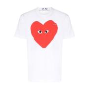 Wit Hartprint T-Shirt Comme des Garçons Play , White , Heren