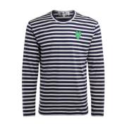 Gestreept T-shirt met lange mouwen en groen hart Comme des Garçons Pla...