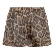 Luipaardprint Trekkoord Shorts Bruin Stella McCartney , Brown , Dames